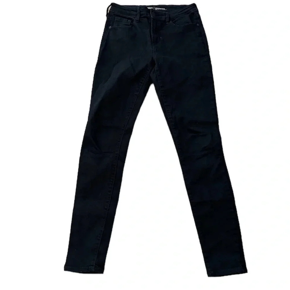 Old Navy Rockstar Mid-Rise Women's Black Skinny Denim Jeans Size 4 Tall GUC